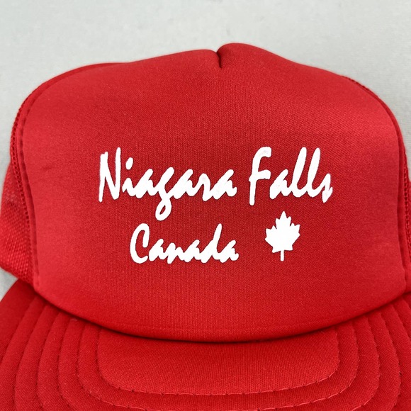 Vintage Niagara Falls Snapback Hat Trucker Adult Red Canada 5 Panel Maple Leaf - Picture 3 of 6